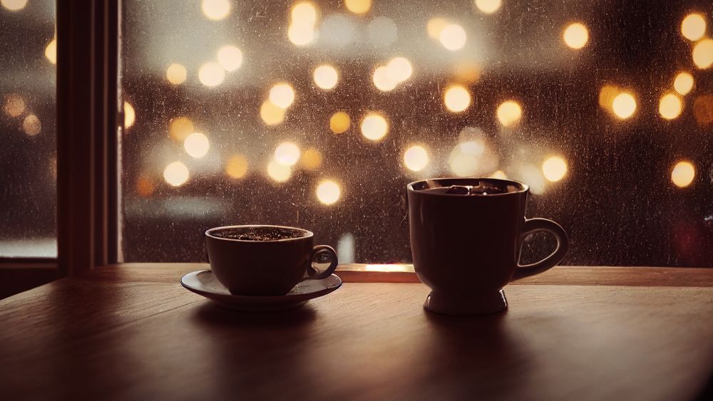 rainy cafe aesthetic